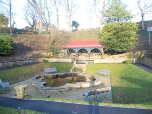 The refurbed lily pond and shelter near Berwick Station